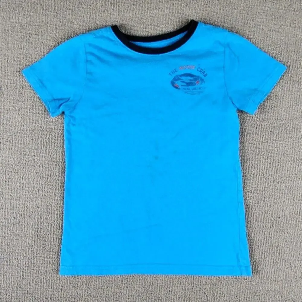 Crown & Ivy Shirt Youth 5 Blue Moody Crab Ringer Graphic Tee Local Goodness